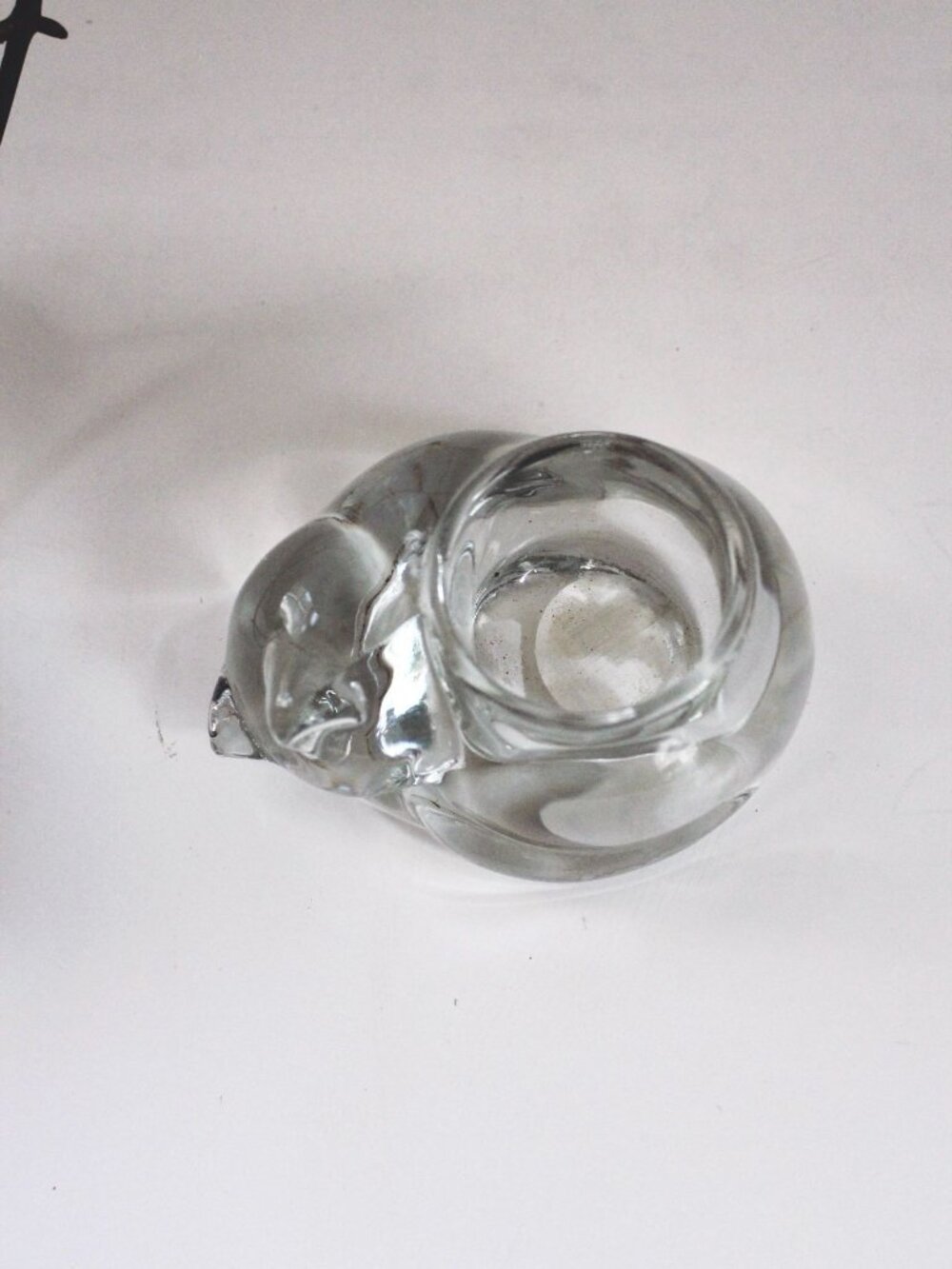 Vintage Indiana Glass Sleeping Cat Votive Candle Holder Figurine Paperweight Hea - Picture 5 of 6
